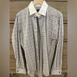DAVID DONAHUE Trim Fit French Cuff Dress Shirt Size 15.5 - 34/35